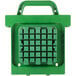 A green plastic container with a square pattern on top.