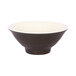 An Elite Global Solutions Durango melamine bowl with a white rim and chocolate interior.