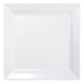 A white square plate with a square white rim.