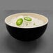 An Elite Global Solutions Karma melamine bowl filled with noodles and jalapeno slices.