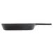 A black rectangular Elite Global Solutions faux cast iron fry pan with a handle.