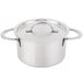 A silver stainless steel Clipper Mill mini serving pot with a lid.
