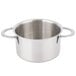 A silver stainless steel Clipper Mill mini serving pot with handles and a lid.