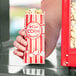 close-up of a red container full of popcorn