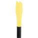 A close up of a yellow and black silicone plating tool with saw tooth edges.