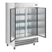 An Avantco reach-in freezer with two solid doors.