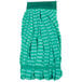 A green and white striped Rubbermaid microfiber mop head.