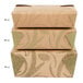 A stack of Fold-Pak Sonoma microwavable paper take-out boxes with green designs.