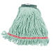 A green mop with a red stripe.