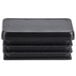 A black rectangular plastic chair leg glide with a black lid.