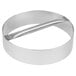 An American Metalcraft stainless steel dough cutting ring with a handle.