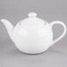 A white Libbey Royal Rideau porcelain teapot with a lid.