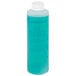 A blue and white plastic bottle of Manitowoc ice machine cleaner.