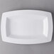 A white rectangular porcelain bowl with a small rim.