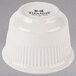 A white ceramic Tuxton Hampshire bouillon cup with an embossed design and black text.