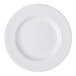 A round, white wide rim porcelain plate.