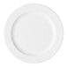A round, white porcelain plate with a medium rim.