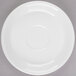 A white Libbey porcelain tea saucer with a small rim.