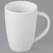 A close-up of a Libbey white porcelain mug with a handle.