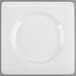 A close up of a white Libbey Slenda Valla square porcelain plate with a wide rim.