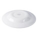 A white round porcelain entree and pasta bowl shown upside down.