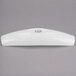 A white porcelain Libbey canoe plate with a logo on it.