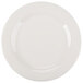 A white porcelain plate with a medium curved rim.