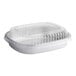 A Durable Packaging silver aluminum foil container with a dome lid.