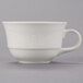 A white Reserve by Libbey Royal Rideau low porcelain tea cup with a handle.