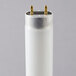 A close-up of a Satco 36" white fluorescent tube with metal ends.