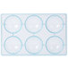 A clear plastic tray with six large half spheres.
