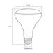 A diagram of a Satco 65 watt frosted incandescent flood light bulb.