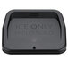 A black Rubbermaid lid with text reading "ProServe Ice Tote"