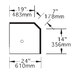 A black and white diagram of the dimensions for a square corner.