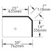 A black and white diagram of Eagle Group ICWB-19/30R inner corner workboard with measurements.