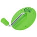 A green Choice lid with a metal handle.
