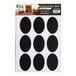 A pack of 18 oval-shaped vinyl chalkboard labels measuring 3 by 2 inches.