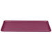 A burgundy rectangular tray with a white border.