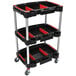 A black Luxor mechanics cart with three shelves.