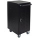 A black rectangular Luxor tablet charging station with wheels.