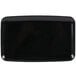 A black rectangular Sabert plastic platter with a black rim.