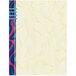 White menu paper with a blue wave border.