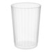 A clear plastic fluted tumbler with a 14 oz. capacity.