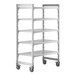A white metal Cambro Camshelving® Premium mobile shelving unit with five shelves.