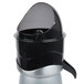 A black and silver juicer splash guard.