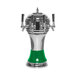 A silver and green Micro Matic Zeus beer tap tower with green tap handles.