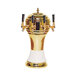 A white and gold Micro Matic Zeus Kool-Rite tap tower with four taps.