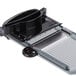 A black and clear plastic hand guard with a blade.