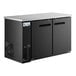 An Avantco black counter height back bar refrigerator with two solid doors.