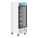 An Avantco white customizable merchandising refrigerator with a glass door on a white background.